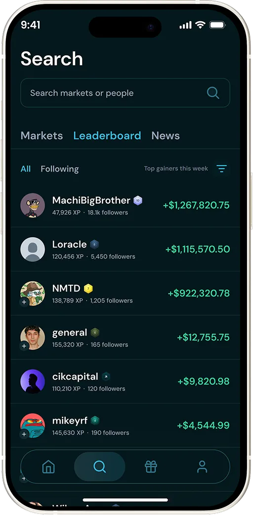 Markets app social feed of verified traders